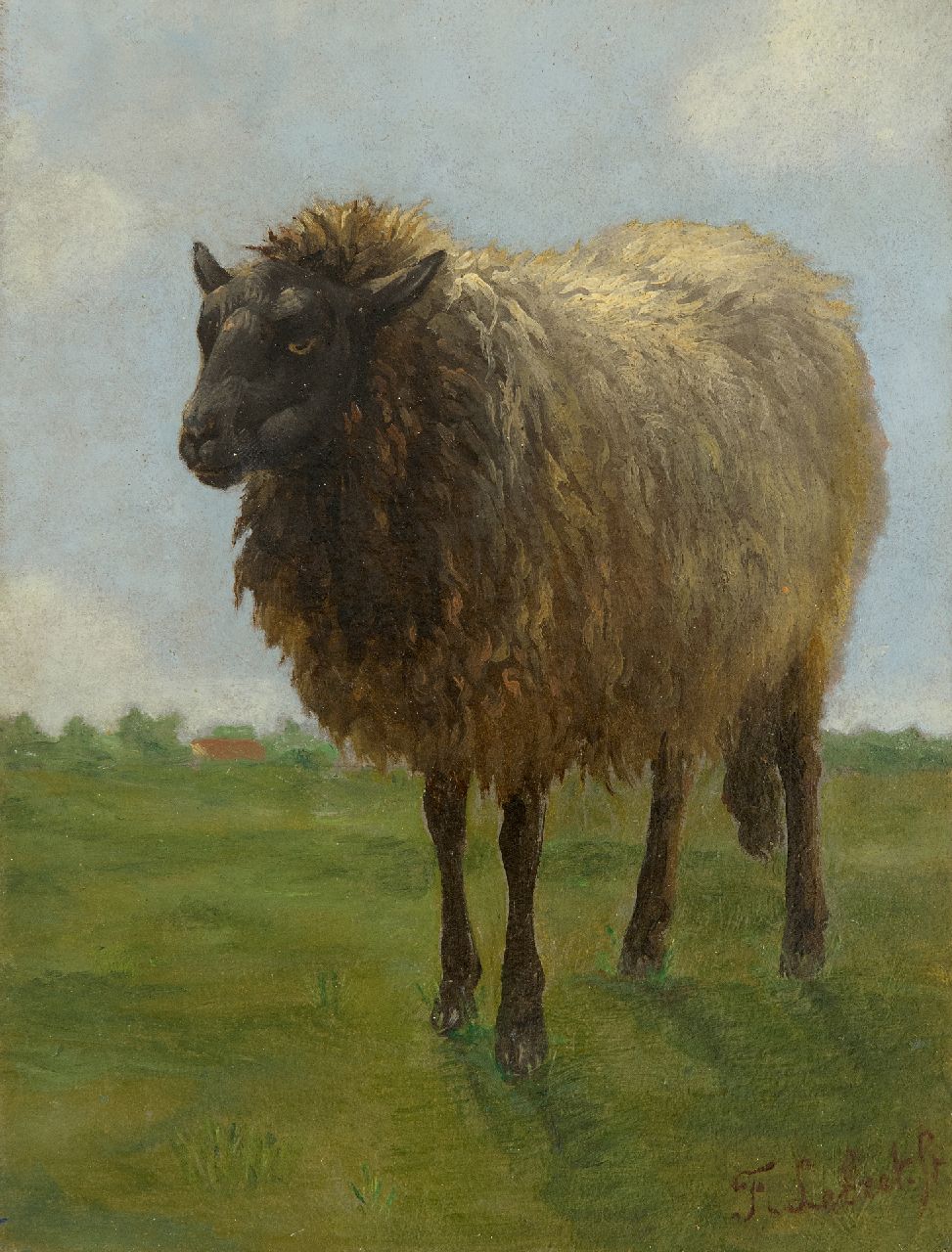 Lebret F.  | Frans Lebret | Paintings offered for sale | Sheep, oil on panel 19.3 x 14.5 cm, signed l.r.
