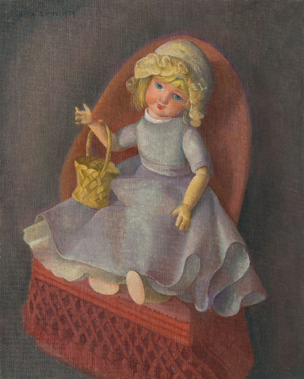 Sarika Góth | A doll in a chair, oil on canvas, 58.2 x 47.2 cm, signed u.l. and dated 1979