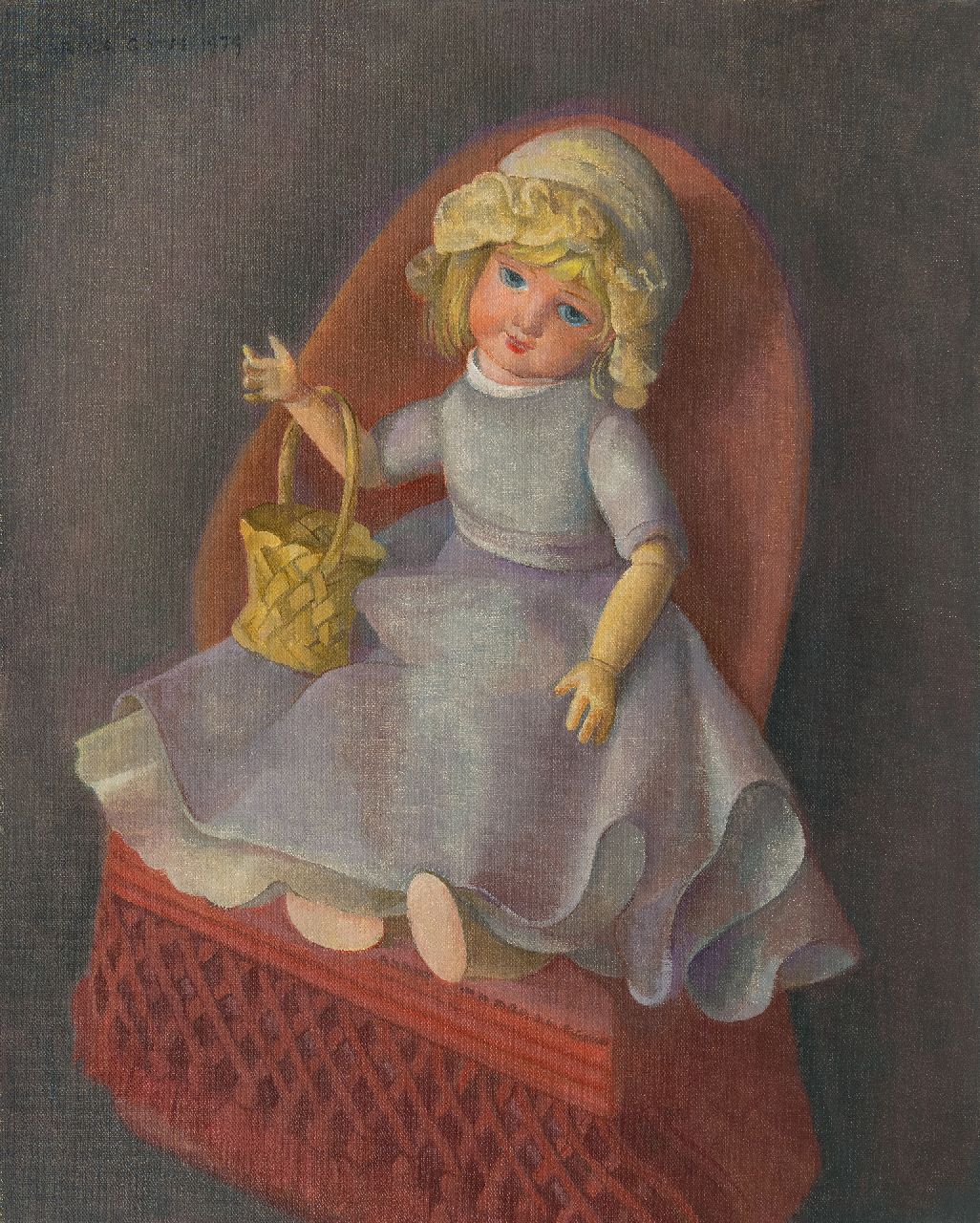 Góth C.  | Charlotte 'Sarika' Góth | Paintings offered for sale | A doll in a chair, oil on canvas 58.2 x 47.2 cm, signed u.l. and dated 1979