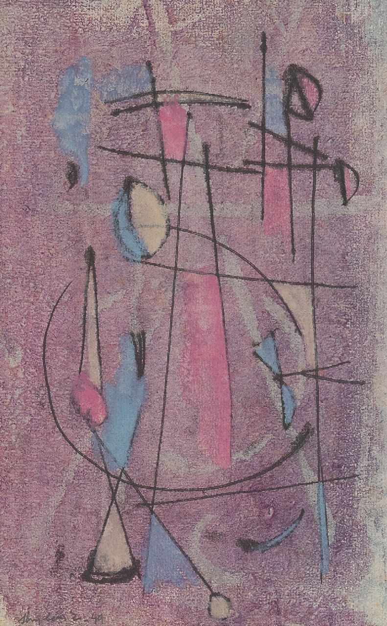 Strijbosch W.  | Wim Strijbosch | Watercolours and drawings offered for sale | Abstract composition, ink on paper 25.0 x 17.0 cm, signed l.l. and dated '49