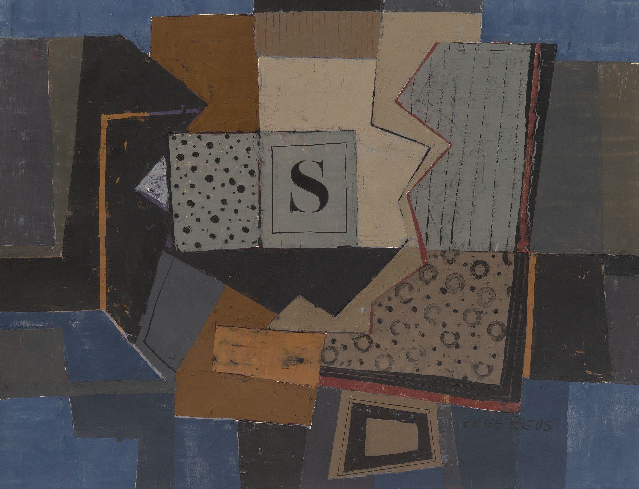 Kees Keus | Composition, oil on paper, 47.0 x 60.7 cm, signed l.r.