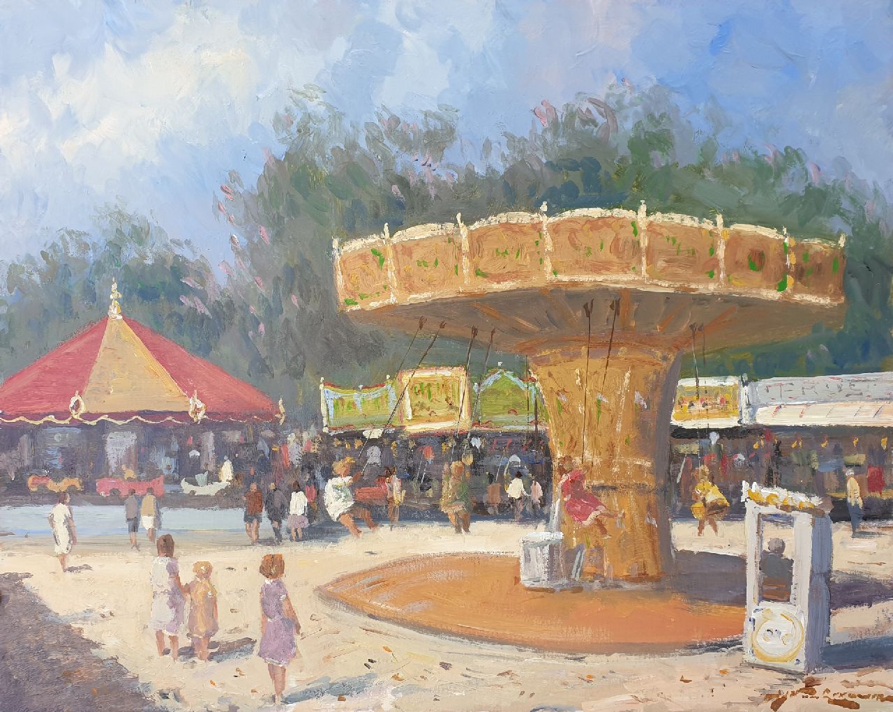 Joop van Leeuwen | At the fair, oil on board, 40.2 x 50.2 cm, signed l.r.