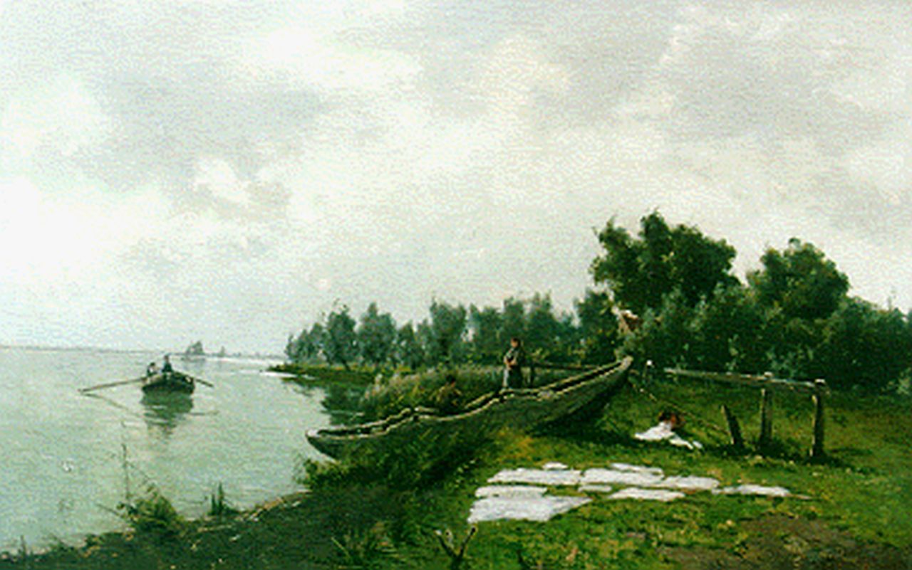 Vandamme F.  | Vandamme, Plaslandschap, oil on canvas 65.0 x 99.0 cm, gesigneerd rechtsonder