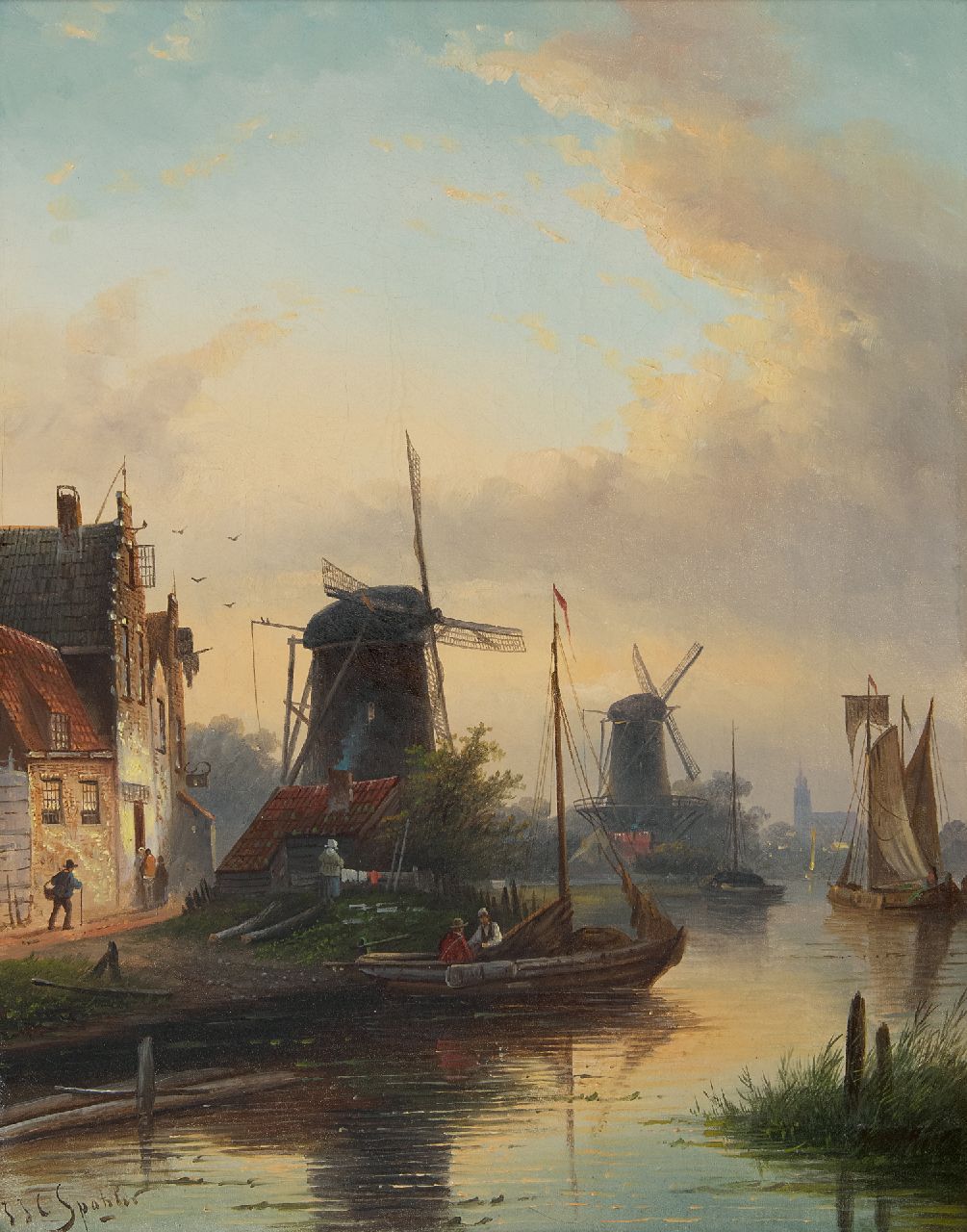 Spohler J.J.C.  | Jacob Jan Coenraad Spohler, A river landscape in summer, oil on canvas 44.5 x 35.5 cm, signed l.l.