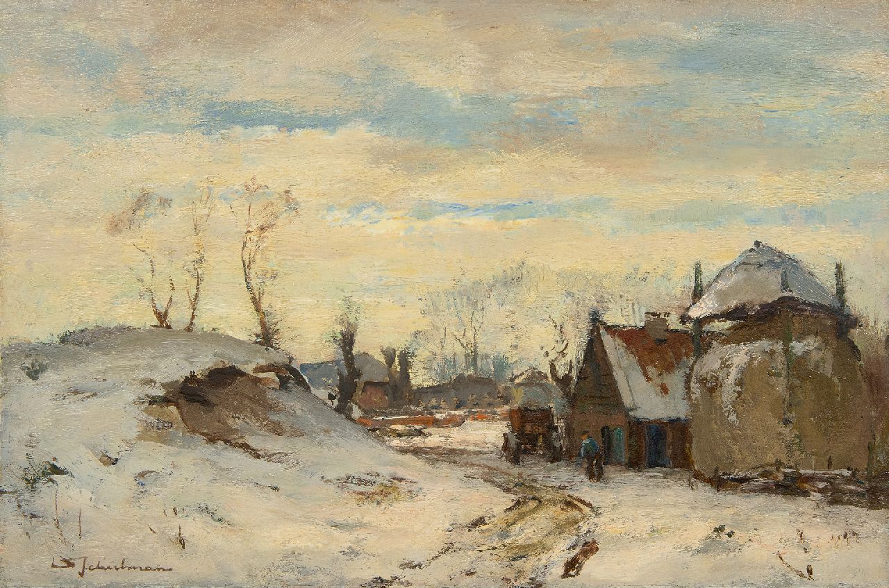 Schulman D.  | David Schulman | Paintings offered for sale | Laren in the snow, oil on panel 30.3 x 45.0 cm, signed l.l.