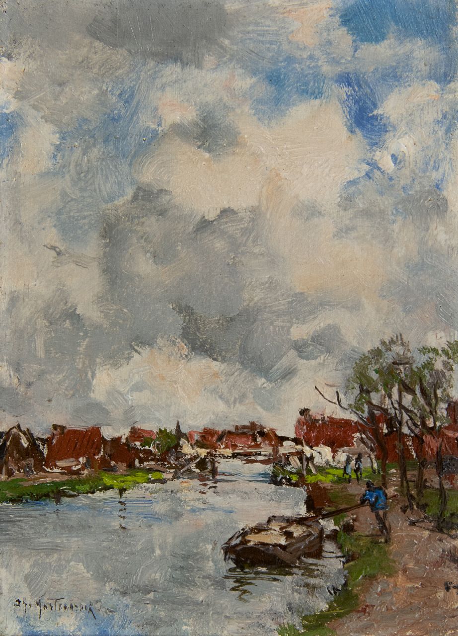 Mastenbroek J.H. van | Johan Hendrik van Mastenbroek, Trekvaart (canal), oil on panel 16.0 x 11.8 cm, signed l.l.