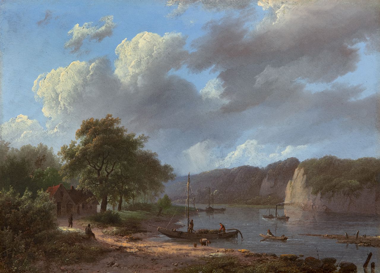 Koekkoek I M.A.  | Marinus Adrianus Koekkoek I | Paintings offered for sale | Rhine landscape, oil on panel 22.1 x 31.1 cm, signed l.c. and dated 1847