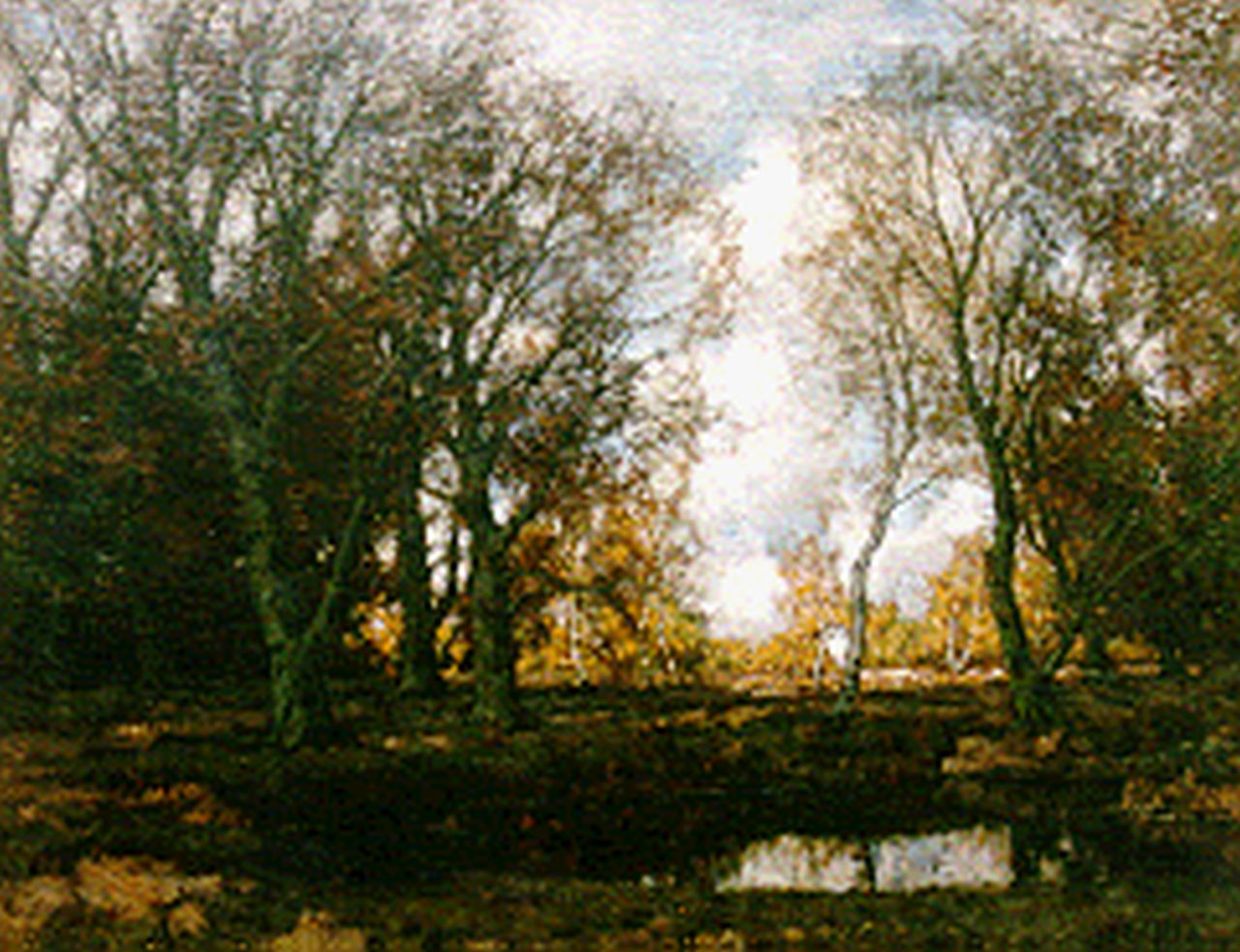 Gorter A.M.  | 'Arnold' Marc Gorter, Birches along the Vordense beek in autumn, oil on canvas 75.5 x 95.5 cm, signed l.r.