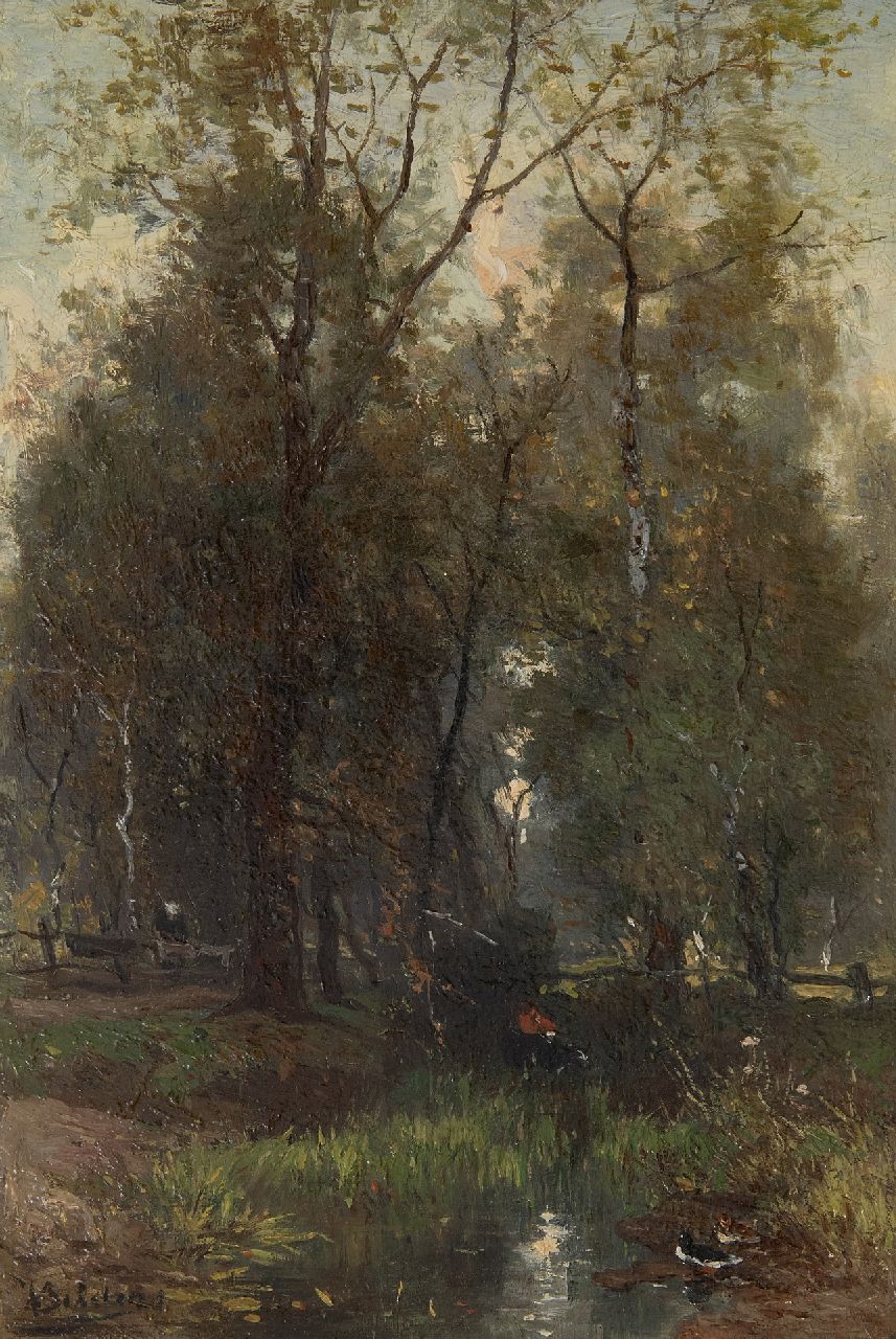 Bilders J.W.  | Johannes Warnardus Bilders, A forest pond, oil on panel 33.7 x 23.0 cm, signed l.l.