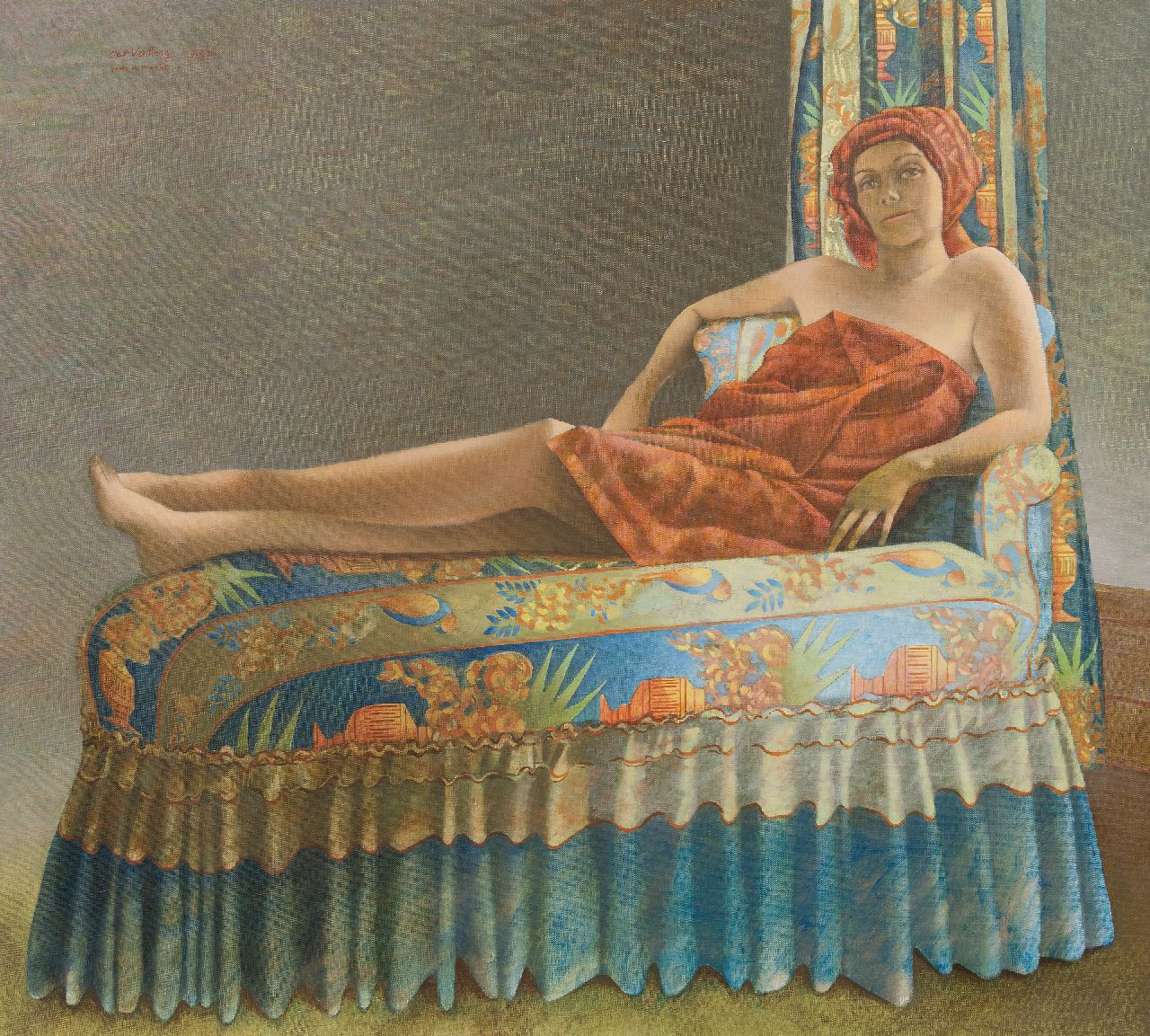 Aat Verhoog | Emilie Verhoog resting after bath, oil on canvas, 90.2 x 100.2 cm, signed u.l. and dated 1990/91