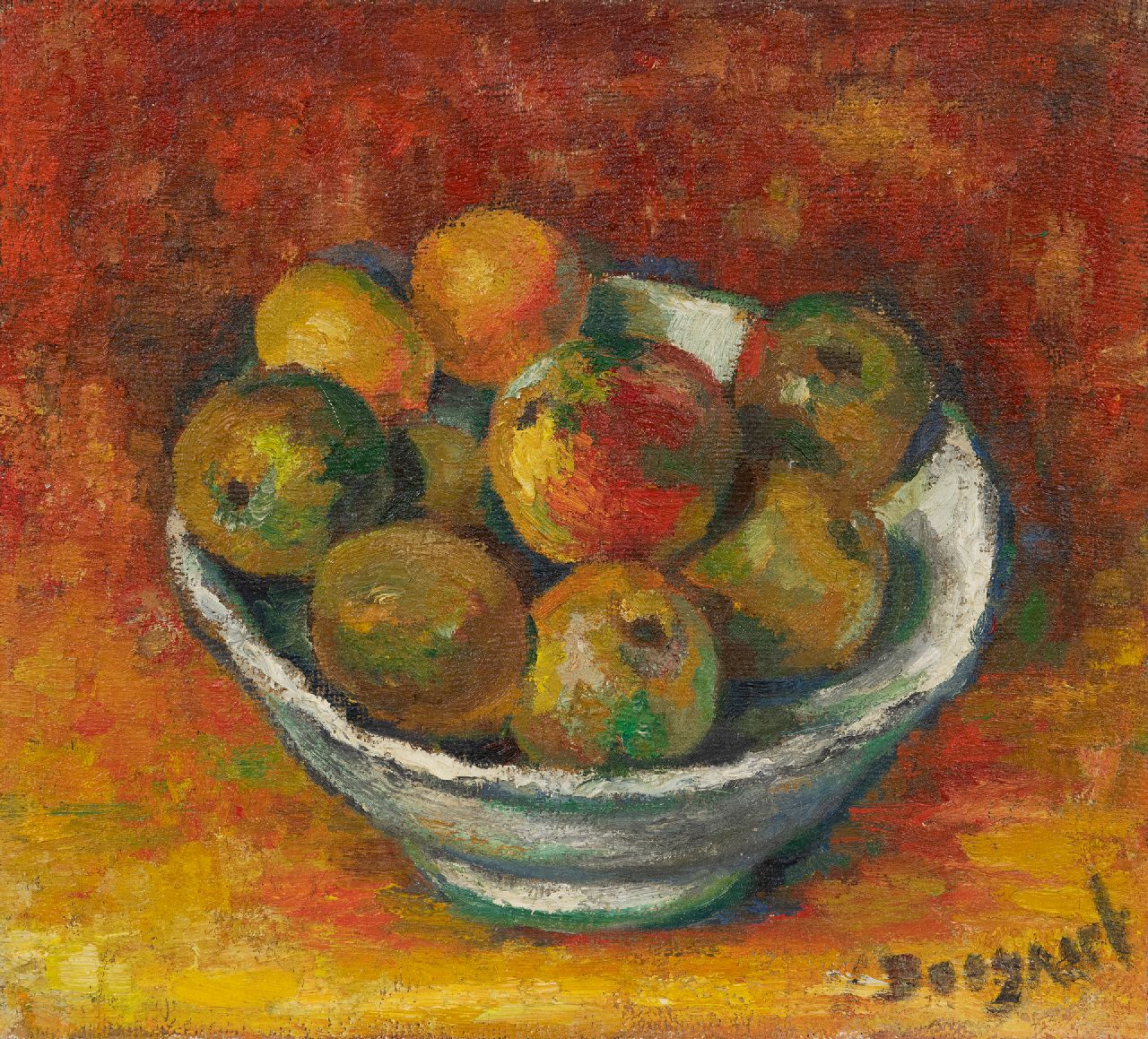 Bogart (Abraham van den Boogaart)   | Bram Bogart (Abraham van den Boogaart) | Paintings offered for sale | A still life with apples, oil on canvas 40.3 x 45.1 cm, signed l.r.