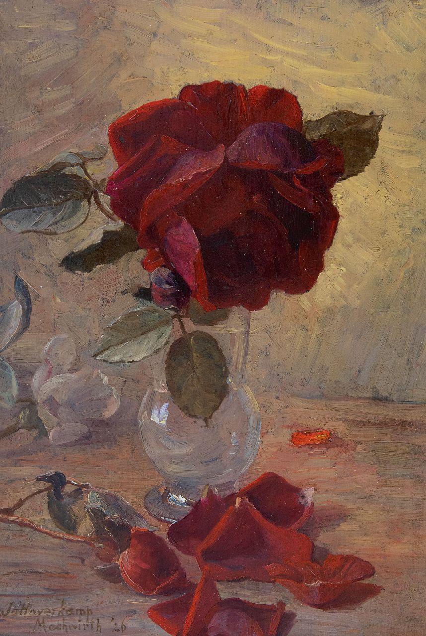 Haverkamp-Machwirth J.G.  | 'Johanna' Georgine  Haverkamp-Machwirth | Paintings offered for sale | A still life with roses, oil on panel 32.9 x 22.5 cm, signed l.l. and dated '26