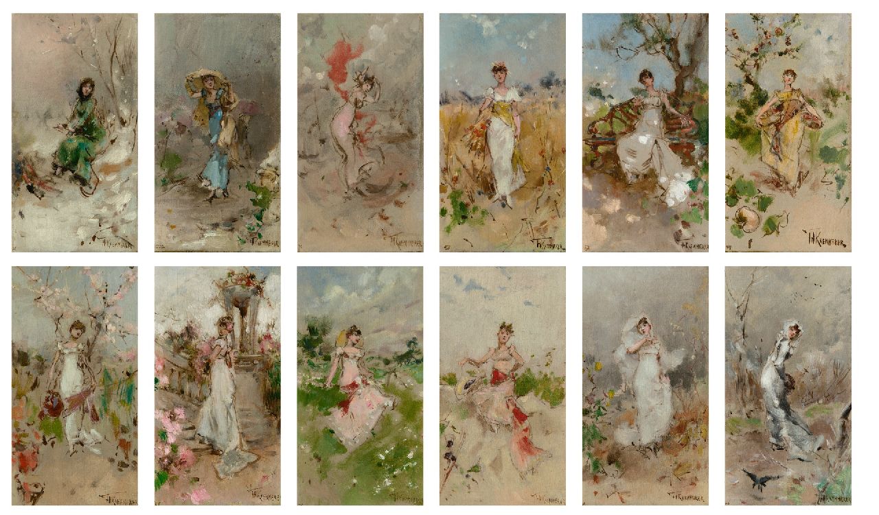 Kaemmerer F.H.  | Frederik Hendrik Kaemmerer, Monts of the year, oil on canvas laid down on painter's board 18.5 x 10.3 cm, signed l.r.