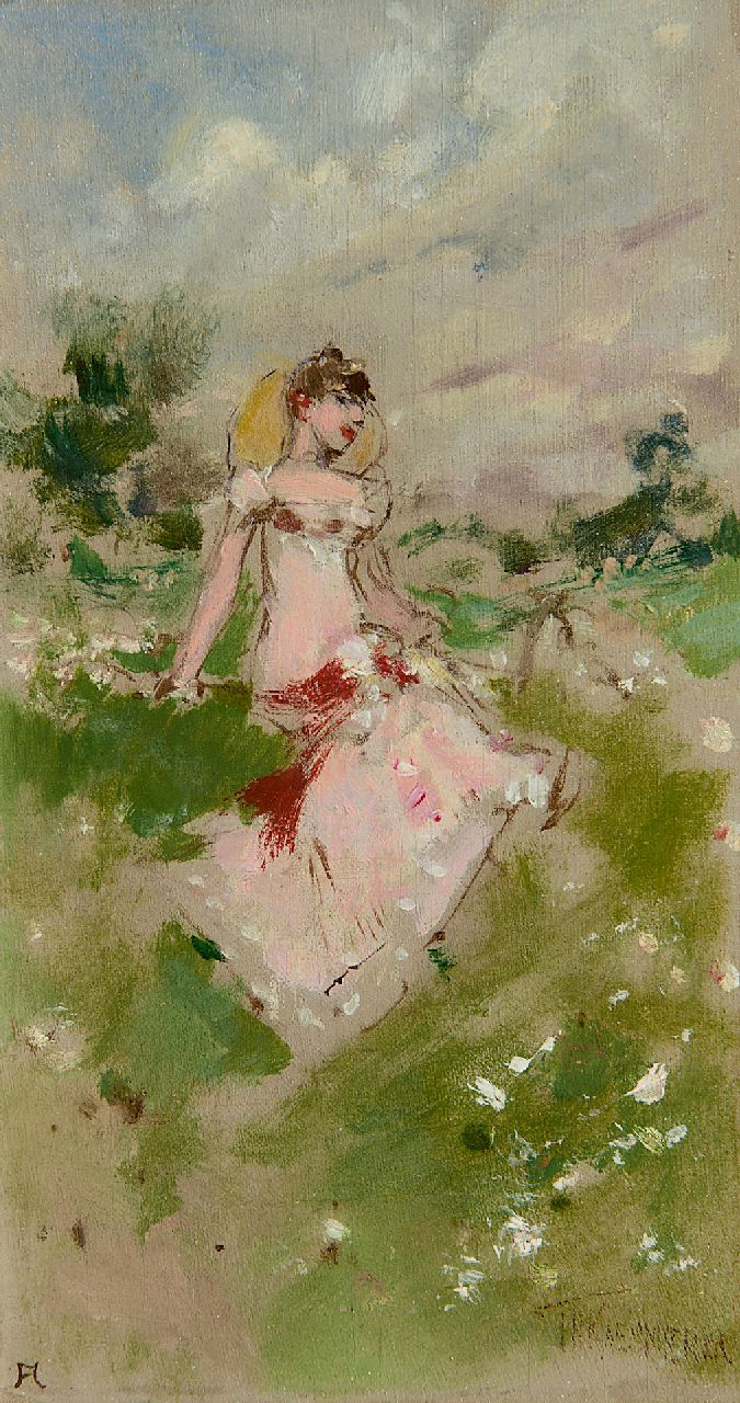 Kaemmerer F.H.  | Frederik Hendrik Kaemmerer | Paintings offered for sale | June - Zodia sign Gemini, oil on canvas laid down on painter's board 18.5 x 10.3 cm, signed l.r.