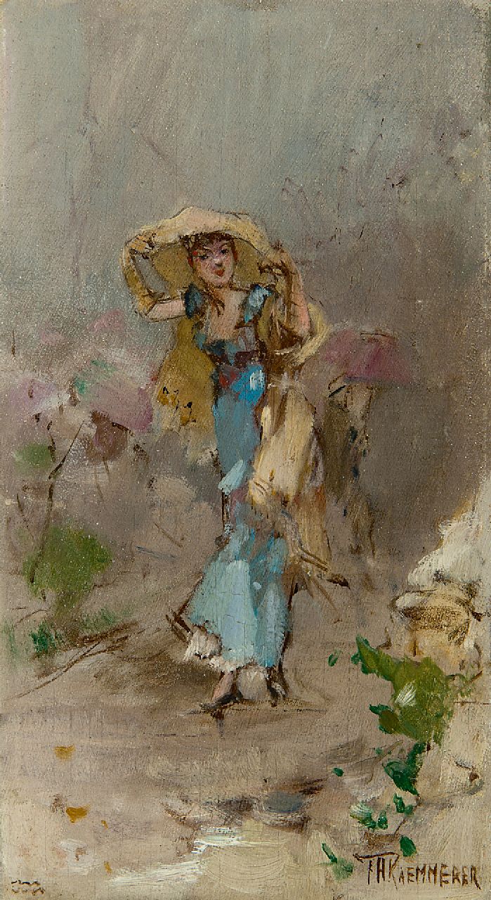 Kaemmerer F.H.  | Frederik Hendrik Kaemmerer | Paintings offered for sale | February - Zodiac sign Aquarius, oil on canvas laid down on painter's board 18.5 x 10.3 cm, signed l.r.