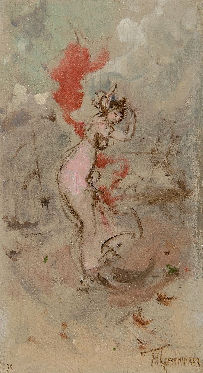 Kaemmerer F.H.  | Frederik Hendrik Kaemmerer | Paintings offered for sale | March - Zodiac sign Pisces, oil on canvas laid down on painter's board 18.5 x 10.3 cm, signed l.r.