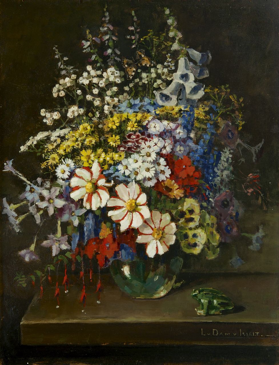 Dam van Isselt L. van | Lucie van Dam van Isselt, Summer flowers, oil on panel 82.8 x 63.0 cm, signed l.r.