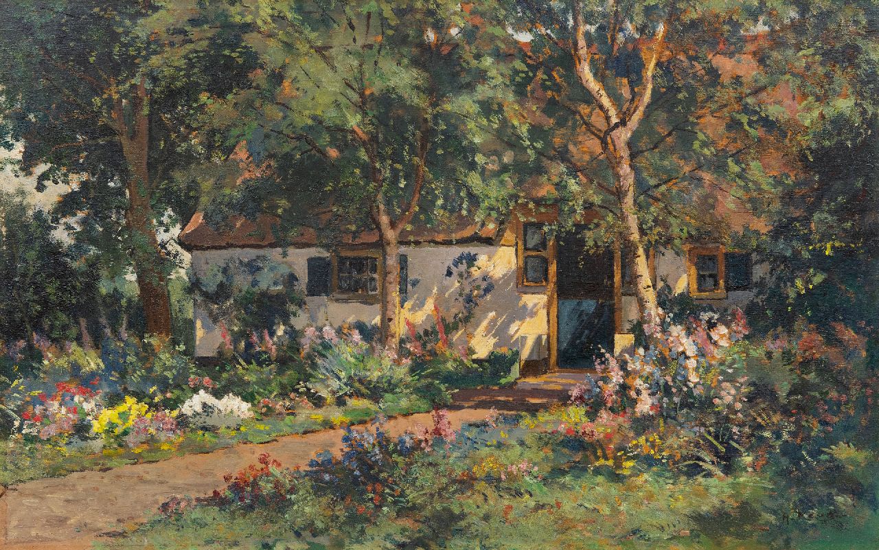 Keus A.  | Adriaan Keus, A sunny farmyard, oil on panel 50.3 x 80.4 cm, signed l.r.