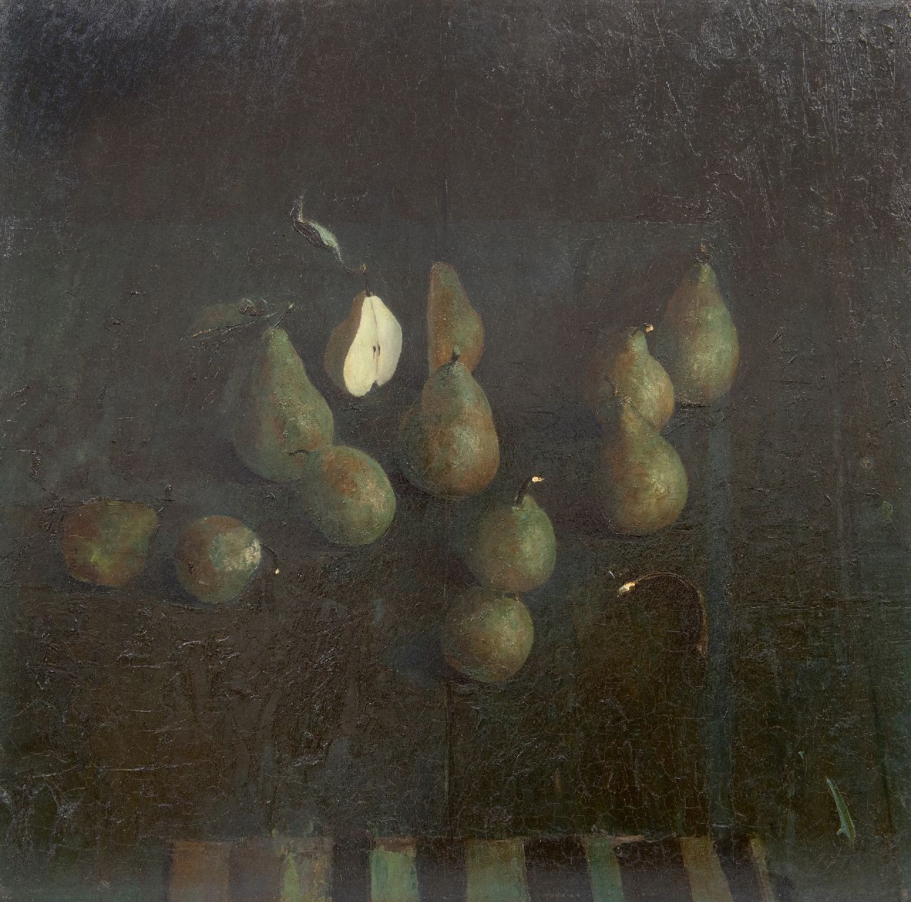 Kooi J. van der | Jan van der Kooi | Paintings offered for sale | Pears, oil on board 59.5 x 60.0 cm, signed l.c. and dated 1985