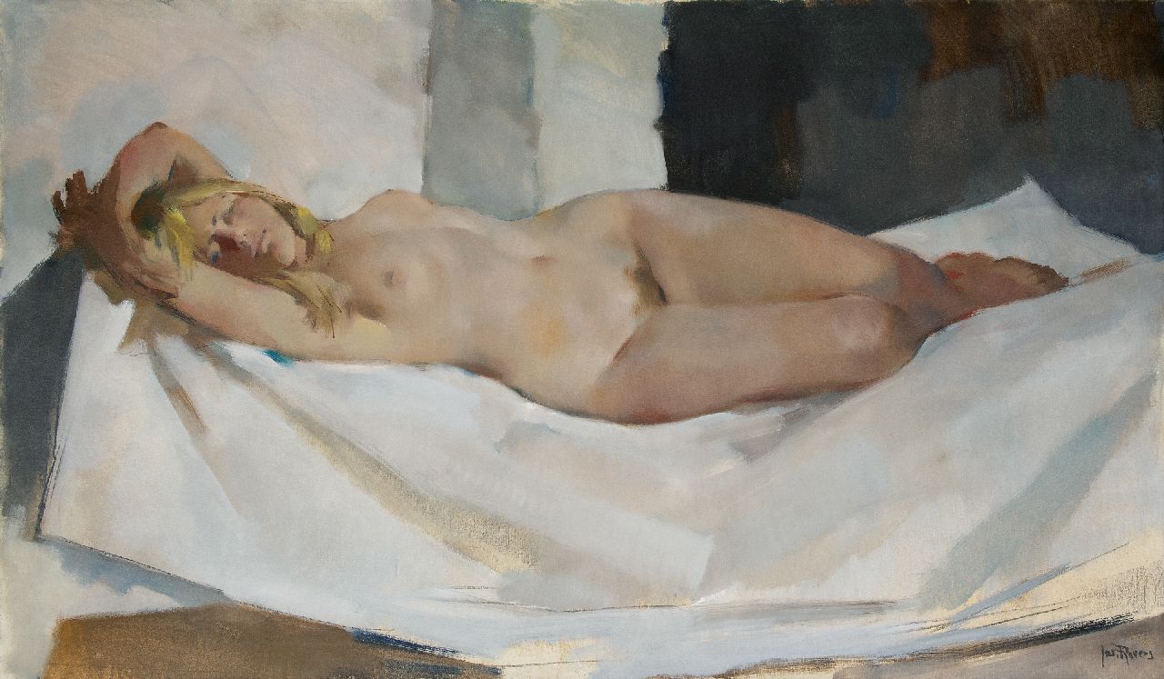 Rovers J.J.  | Joseph Johannes 'Jos' Rovers | Paintings offered for sale | Female nude, oil on canvas 100.0 x 170.0 cm, signed l.r.