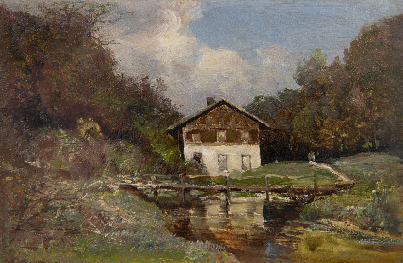 Apol L.F.H.  | Lodewijk Franciscus Hendrik 'Louis' Apol, Hotel Beekhuizen in Velp, oil on canvas 14.3 x 21.5 cm, signed l.l.