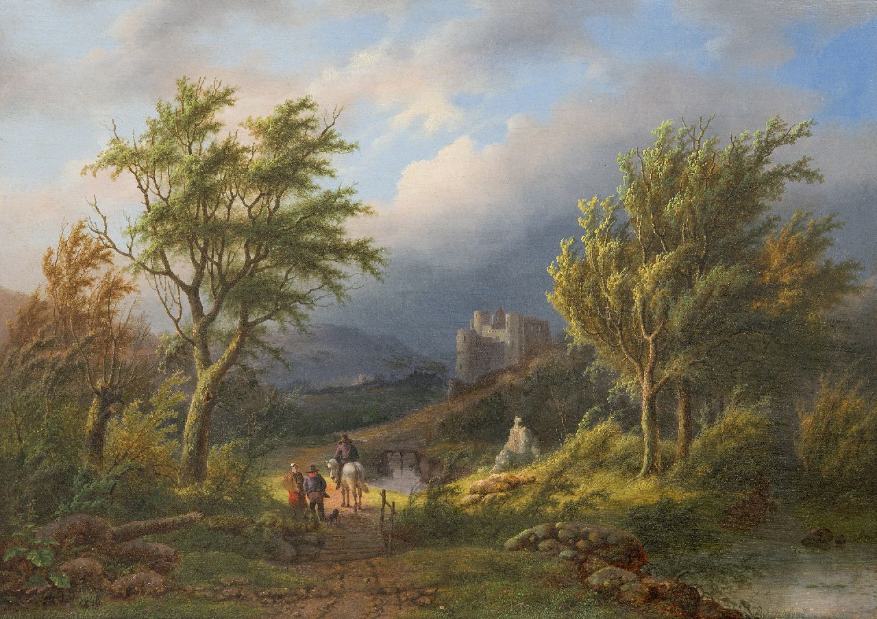 Daiwaille A.J.  | Alexander Joseph Daiwaille, Emerging storm, oil on panel 34.0 x 47.7 cm, signed l.l. with initials and dated 1848