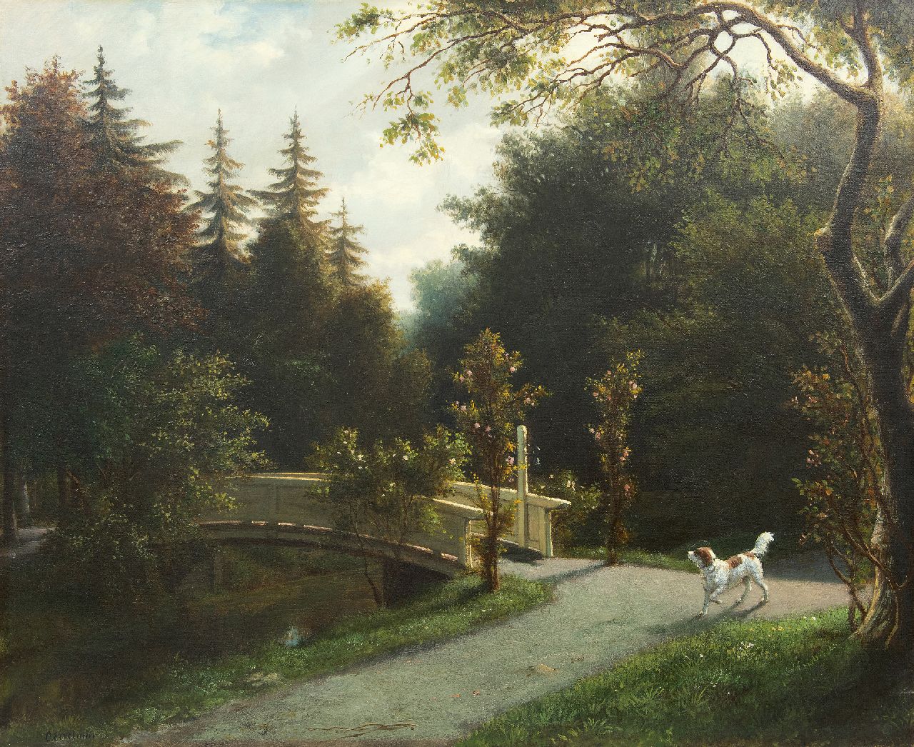 Eerelman O.  | Otto Eerelman | Paintings offered for sale | Hunting dog in a park, oil on canvas 65.5 x 81.0 cm, signed l.l.