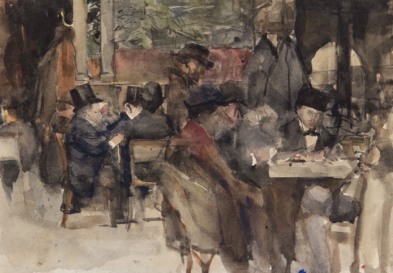 Israels I.L.  | 'Isaac' Lazarus Israels, In the café, watercolour on paper 24.6 x 34.9 cm