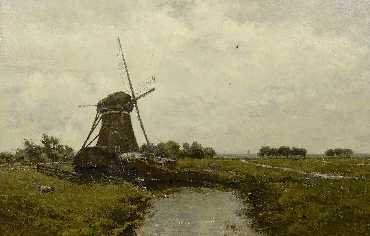 Gabriel P.J.C.  | Paul Joseph Constantin 'Constan(t)' Gabriel, Windmill near Leidschendam, oil on panel 39.4 x 60.0 cm, signed l.l.