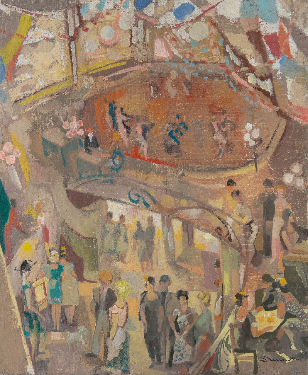 Bervoets L.  | Leo Bervoets, The dance hall, oil on canvas 60.6 x 50.3 cm, signed l.r.