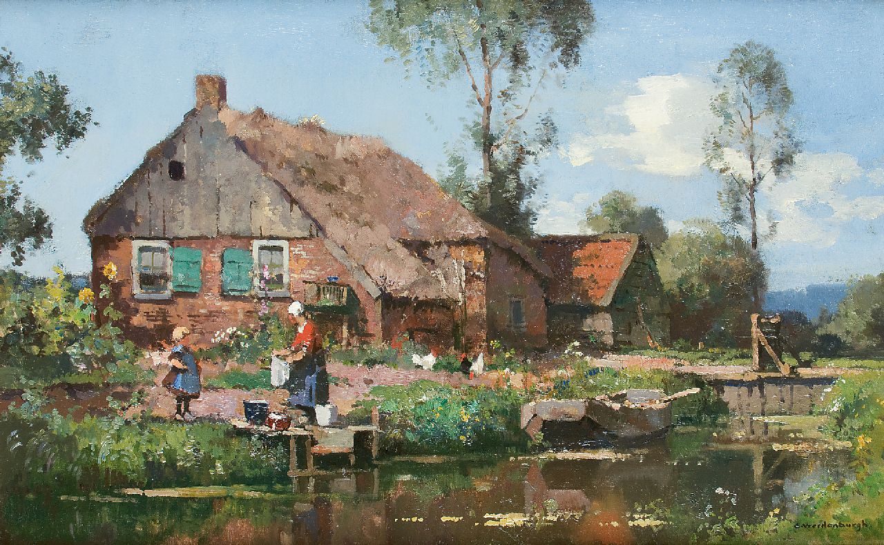 Vreedenburgh C.  | Cornelis Vreedenburgh, Laundry day, oil on canvas 37.5 x 60.8 cm, signed l.r.