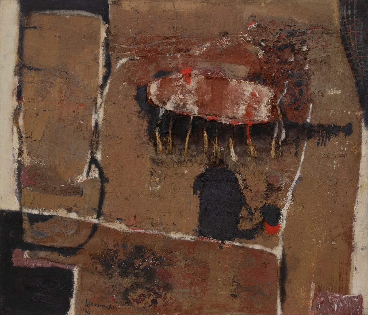 Wagemaker A.B.  | Adriaan Barend 'Jaap' Wagemaker, Forme Détachée, mixed media on canvas 94.3 x 110.4 cm, signed l.l. and dated '56