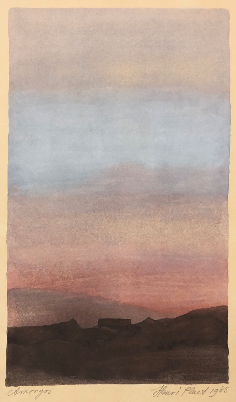 Plaat H.E.  | 'Henri' Eduard Plaat Plaat | Watercolours and drawings offered for sale | Amorgos, gouache on paper 22.7 x 13.8 cm, signed l.r. (in pencil) and dated 1985  (in pencil)