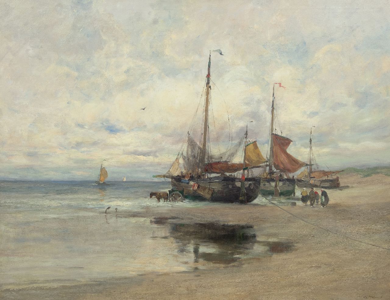 Gruppe C.P.  | Charles Paul Gruppe, Fishing boats on the beach, oil on canvas 101.7 x 131.8 cm, signed l.r. and painted ca. 1910