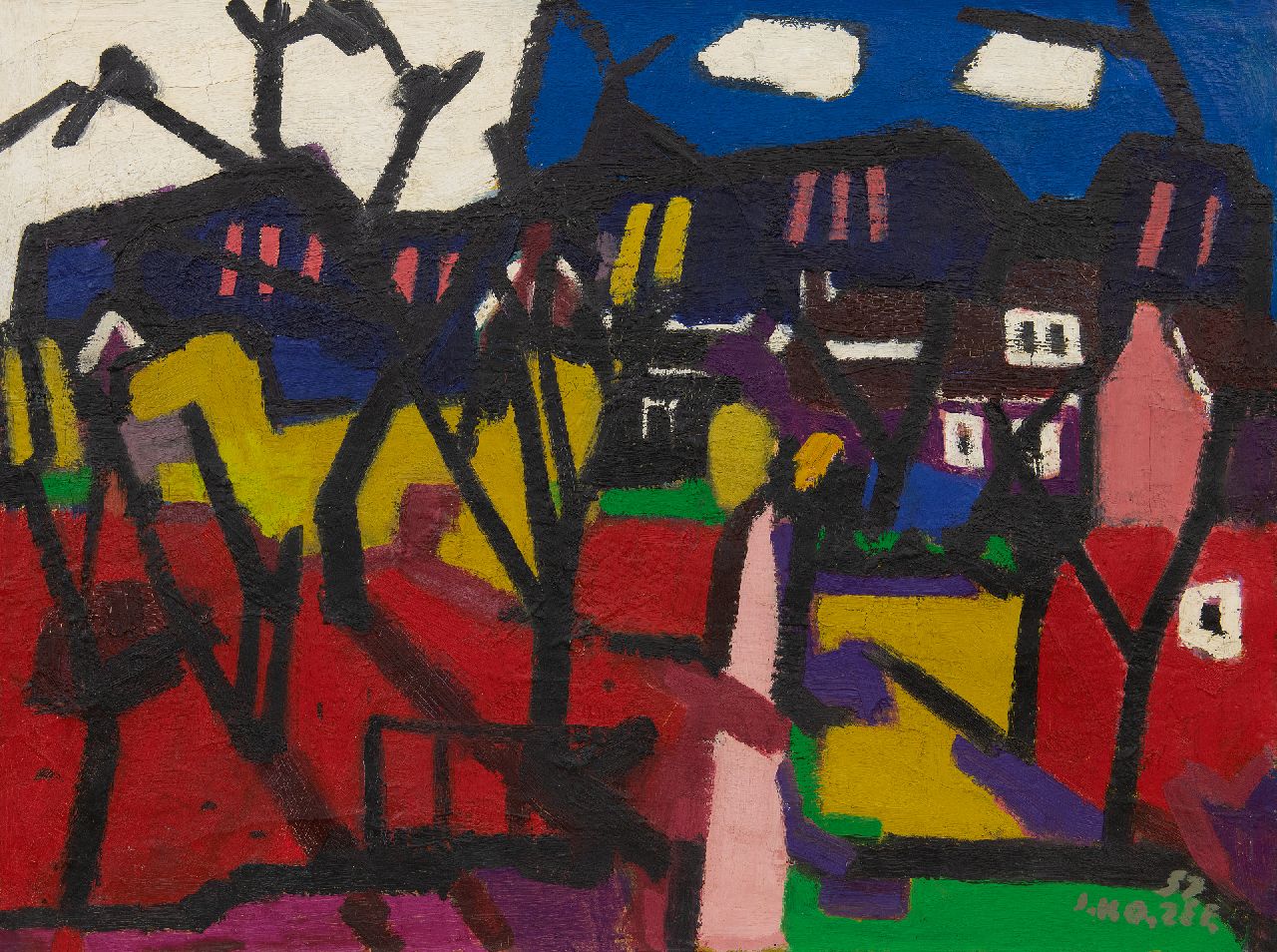 Jan van der Zee | The Sterrebos, Groningen, oil on canvas, 60.0 x 80.0 cm, signed l.r. and dated '57
