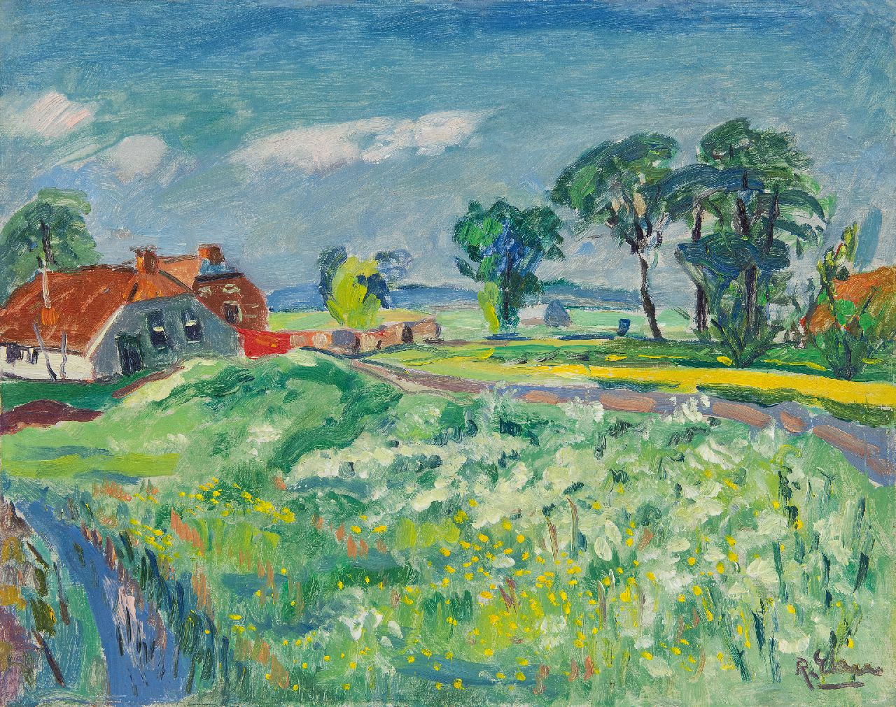 Elzer R.  | Ruurd Elzer, Landscape, Groningen, oil on canvas 40.2 x 50.2 cm, signed l.r.