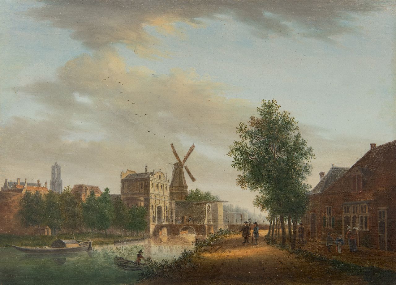 Liender P.J. van | Pieter Jan van Liender, View of Utrecht with the Catharijnepoort, oil on panel 21.1 x 29.0 cm, signed l.l. and dated 1759