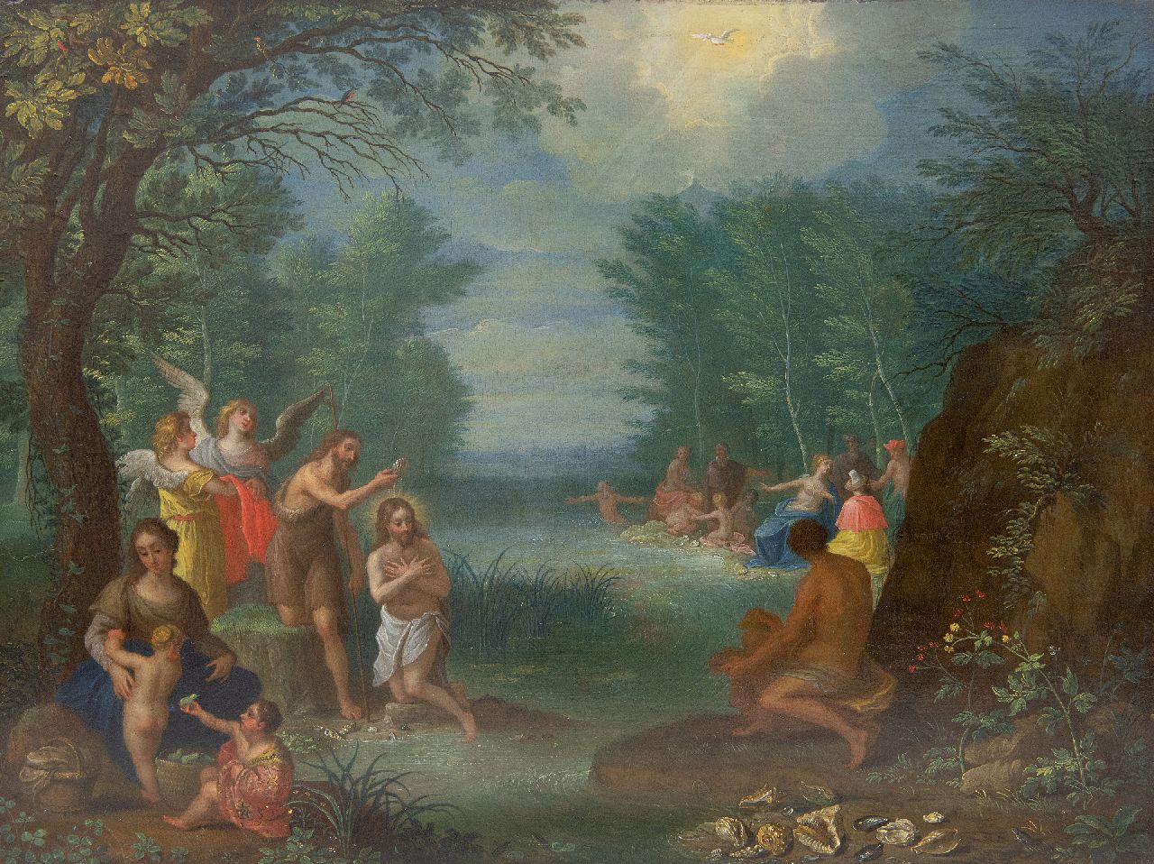 Jacob Andries Beschey | Baptism of Christ in the Jordan, oil on panel, 24.3 x 31.9 cm