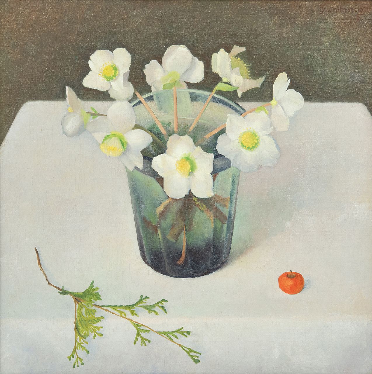 Wittenberg J.H.W.  | 'Jan' Hendrik Willem Wittenberg, A still life with white Helleboris, oil on canvas 30.7 x 30.5 cm, signed u.r. and dated 1938