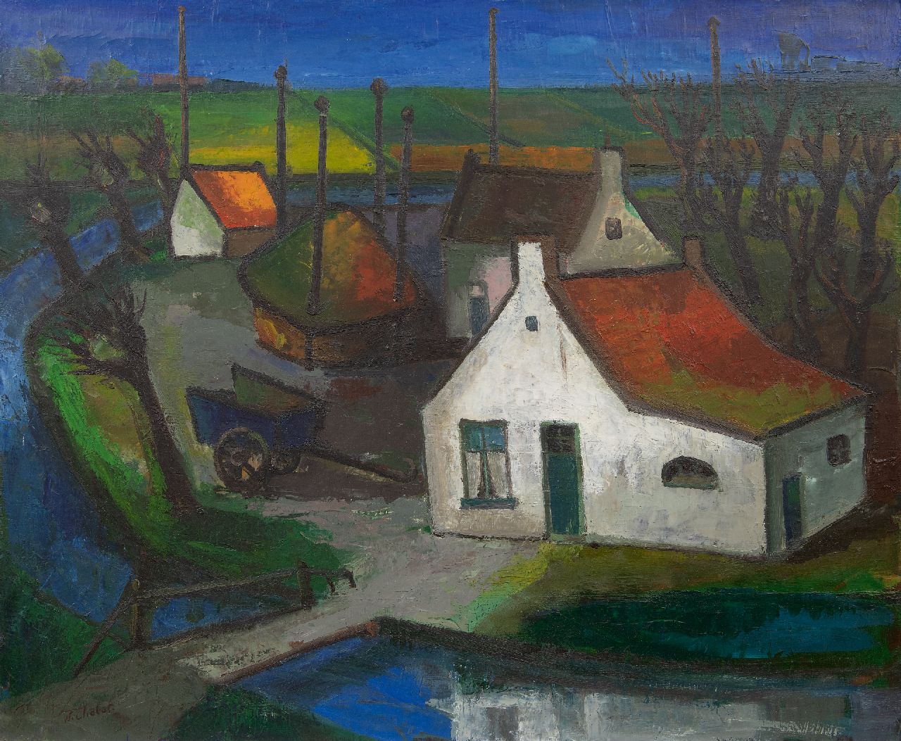 Chabot W.  | Willem 'Wim' Chabot, Farmhouse, oil on canvas 70.3 x 85.1 cm, signed l.l. and dated oktober '70