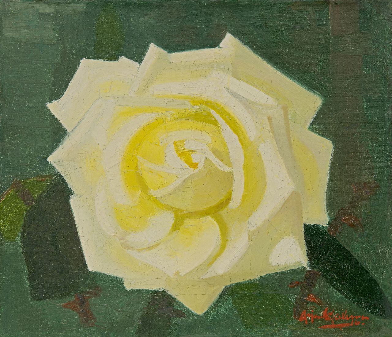 Galema A.  | Arjen Galema | Paintings offered for sale | Yellow rose, oil on canvas 25.3 x 29.6 cm, signed l.r.