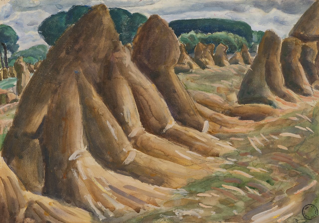 Gestel L.  | Leendert 'Leo' Gestel, Corn sheaves, watercolour and gouache on paper 35.7 x 50.0 cm