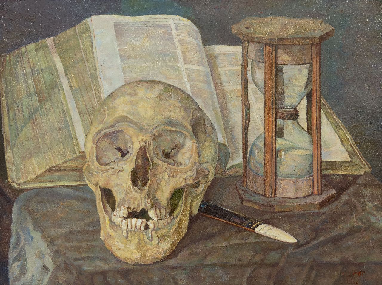 Corrie Pabst | Vanitas still life, oil on canvas, 30.5 x 40.2 cm, signed l.r.