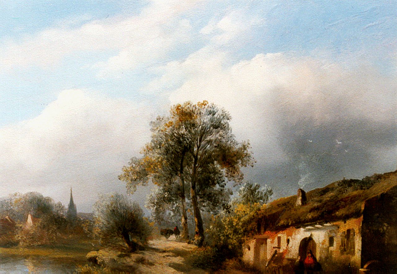 Wayen Pieterszen A. van der | Abraham van der Wayen Pieterszen, A farm in a river landscape, oil on panel 22.3 x 28.1 cm, signed l.r.