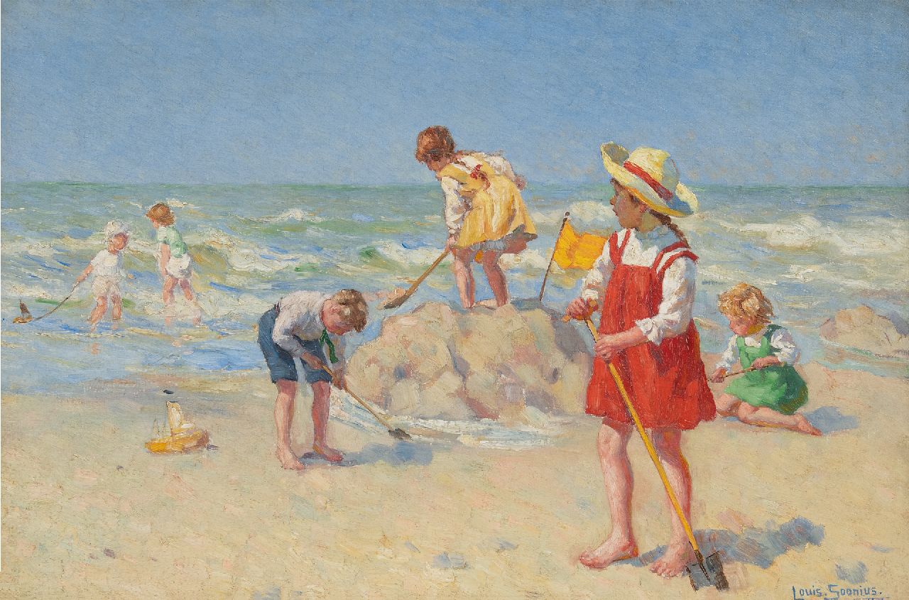 Soonius L.  | Lodewijk 'Louis' Soonius, Playtime on the beach, oil on canvas 40.2 x 59.8 cm, signed l.r. and dated 1917