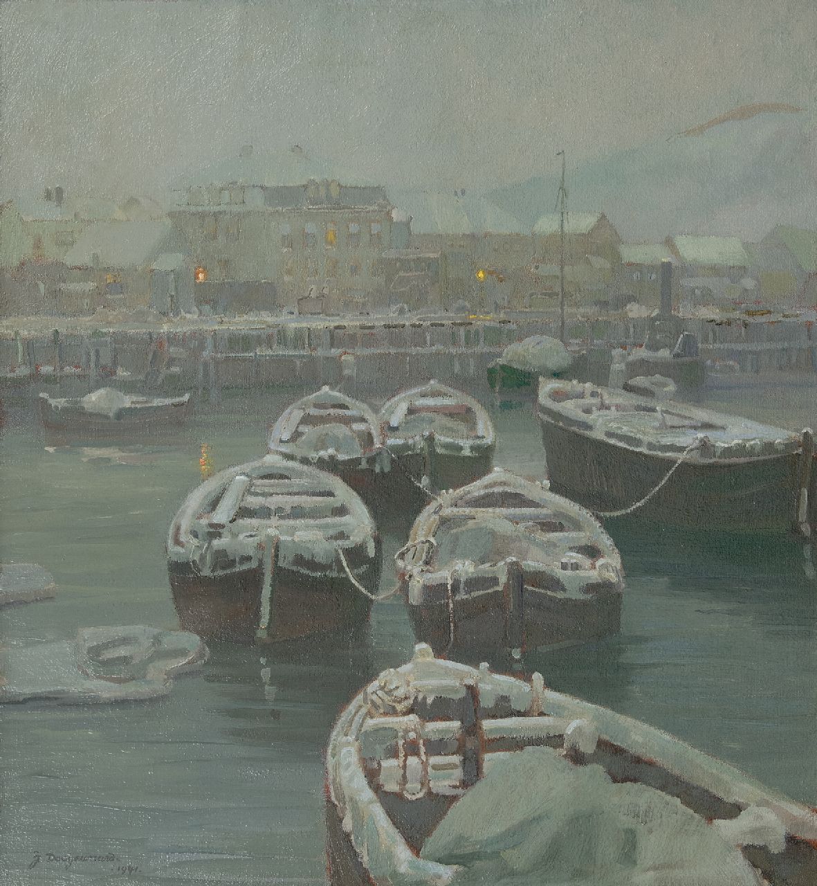 Jaap Dooijewaard | A view of Elvehavn, Trondheim, oil on canvas, 61.1 x 56.5 cm, signed l.l. and with initials on the reverse and dated 1941