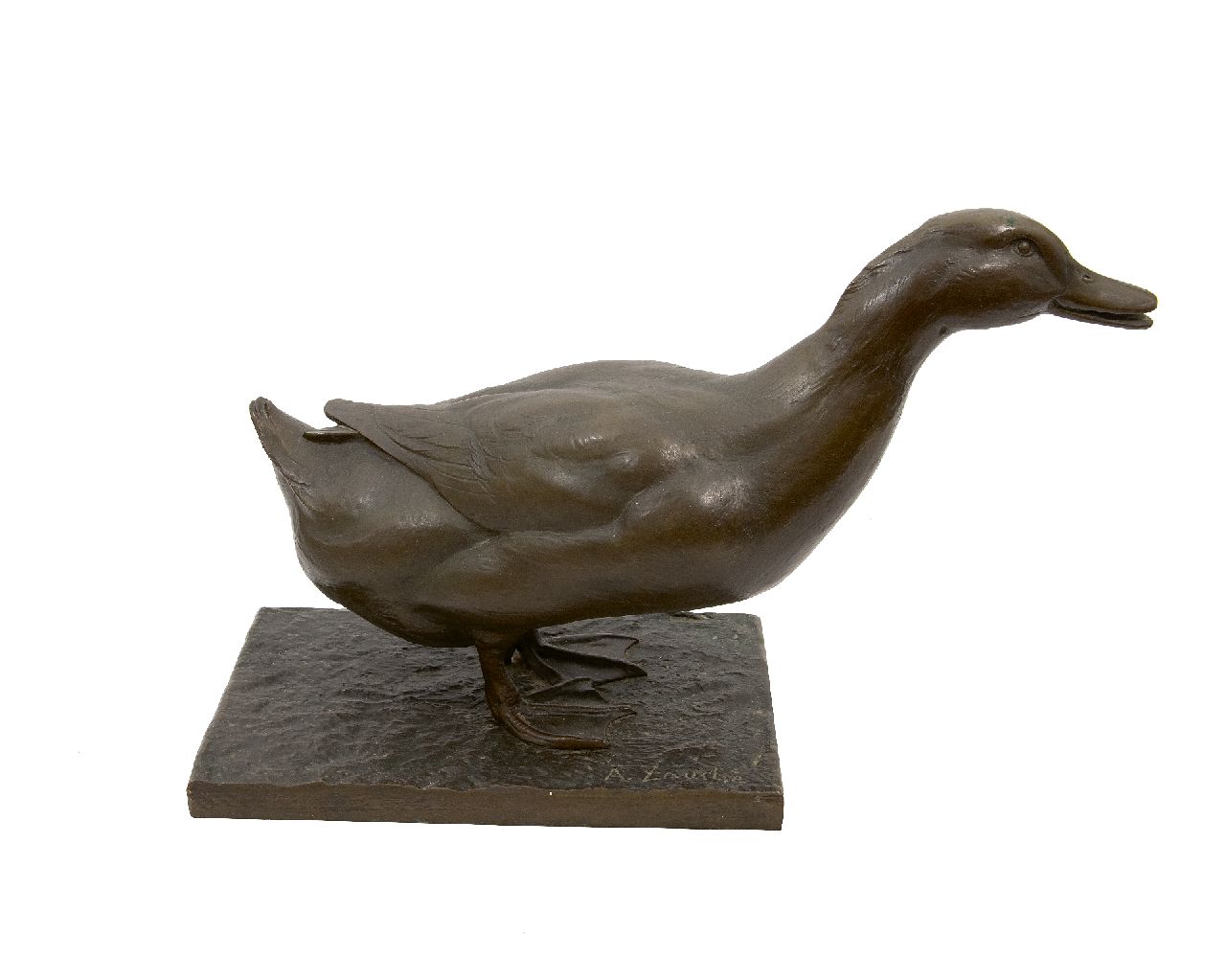 Zauche A.O.  | Arno 'Oswald' Zauche | Sculptures and objects offered for sale | Duck, bronze 39.0 x 59.0 cm, signed on the base
