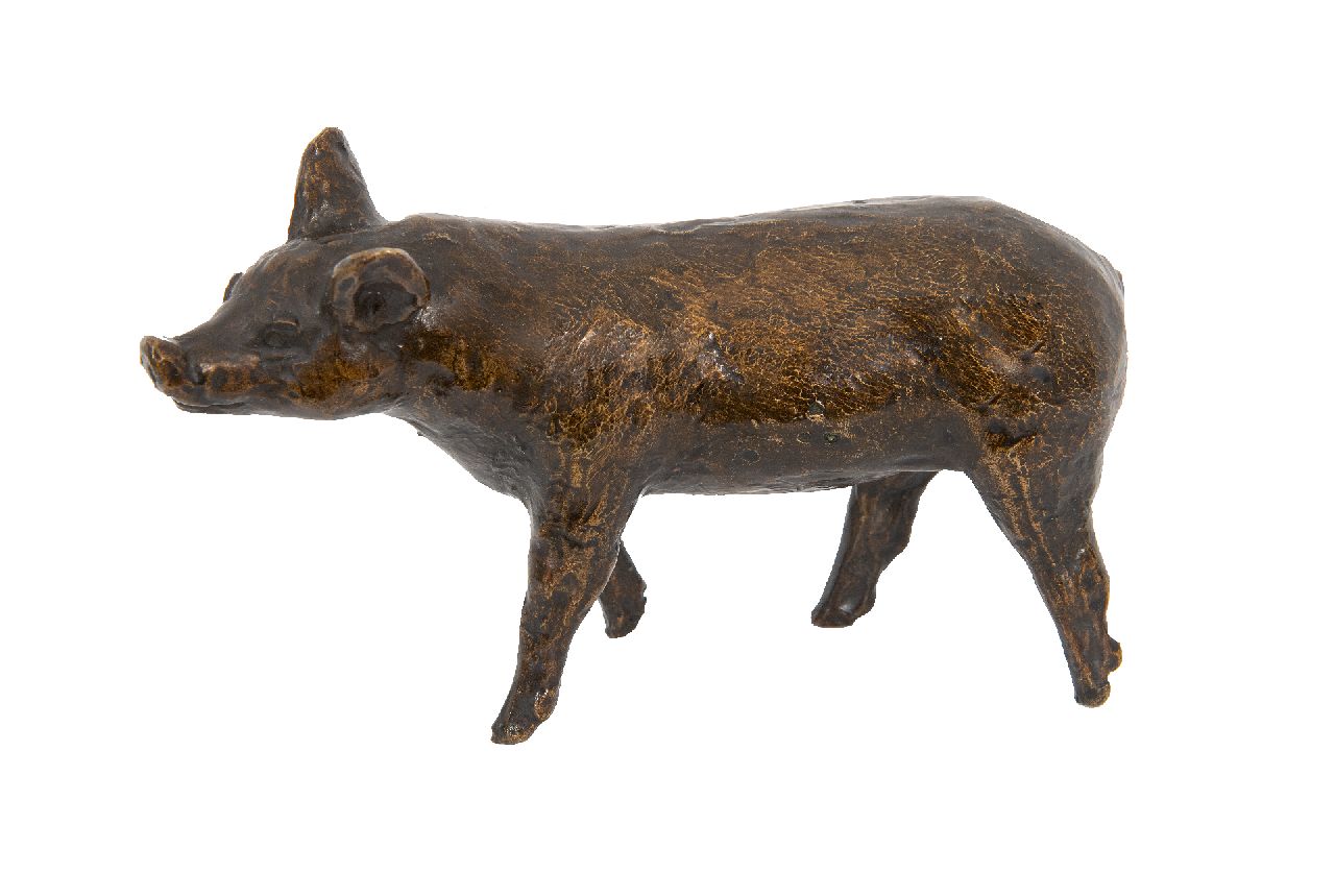 Arentz K.E.H.  | 'Kurt' Emil Hugo Arentz | Sculptures and objects offered for sale | Lucky pig, bronze 9.0 x 15.0 cm, signed on the belly