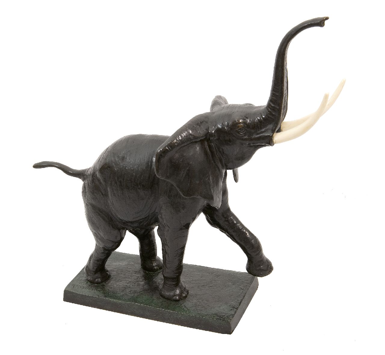 Heynen-Dumont K.  | Karl Heynen-Dumont | Sculptures and objects offered for sale | Walking elephant, bronze and ivory 44.0 x 48.0 cm, signed on the base