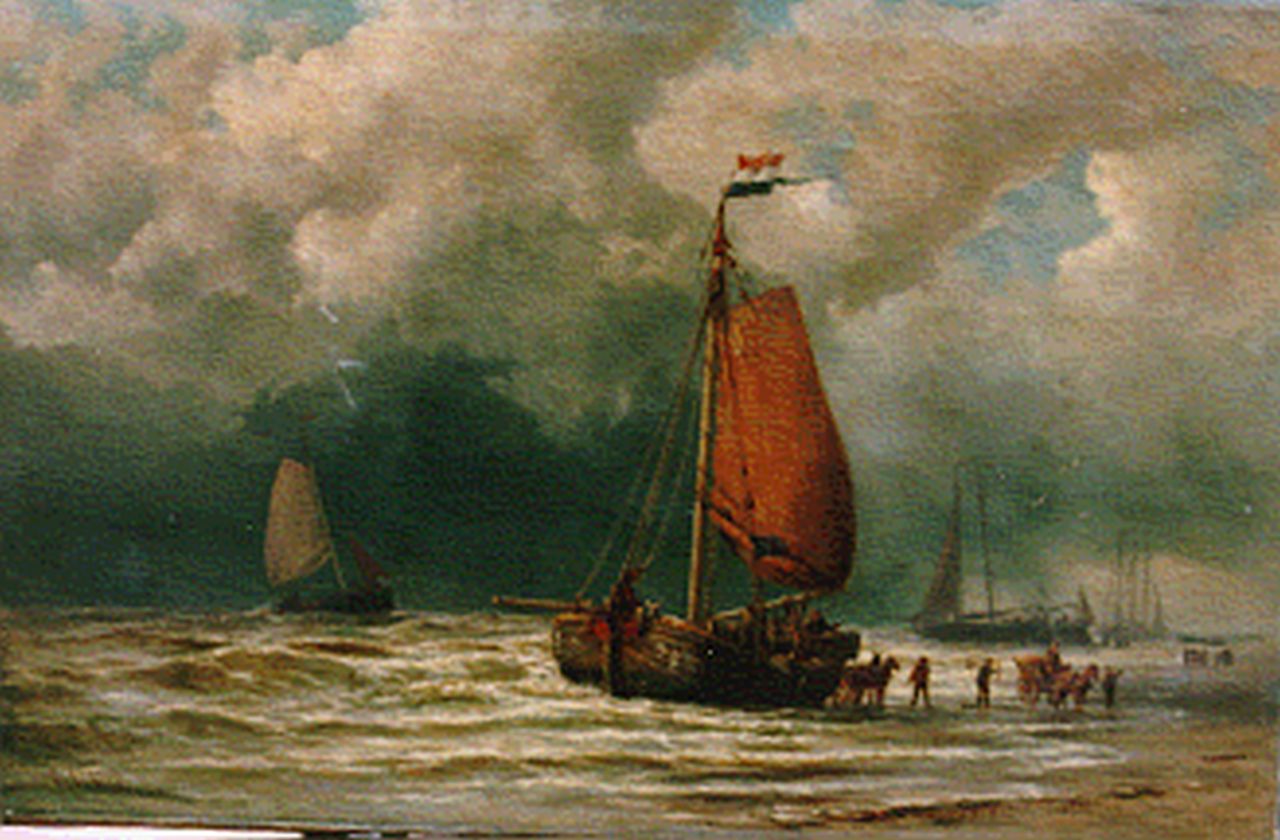 Kiers G.L.  | George Lourens Kiers, Unloading the catch, oil on canvas 63.5 x 95.5 cm, signed l.l.